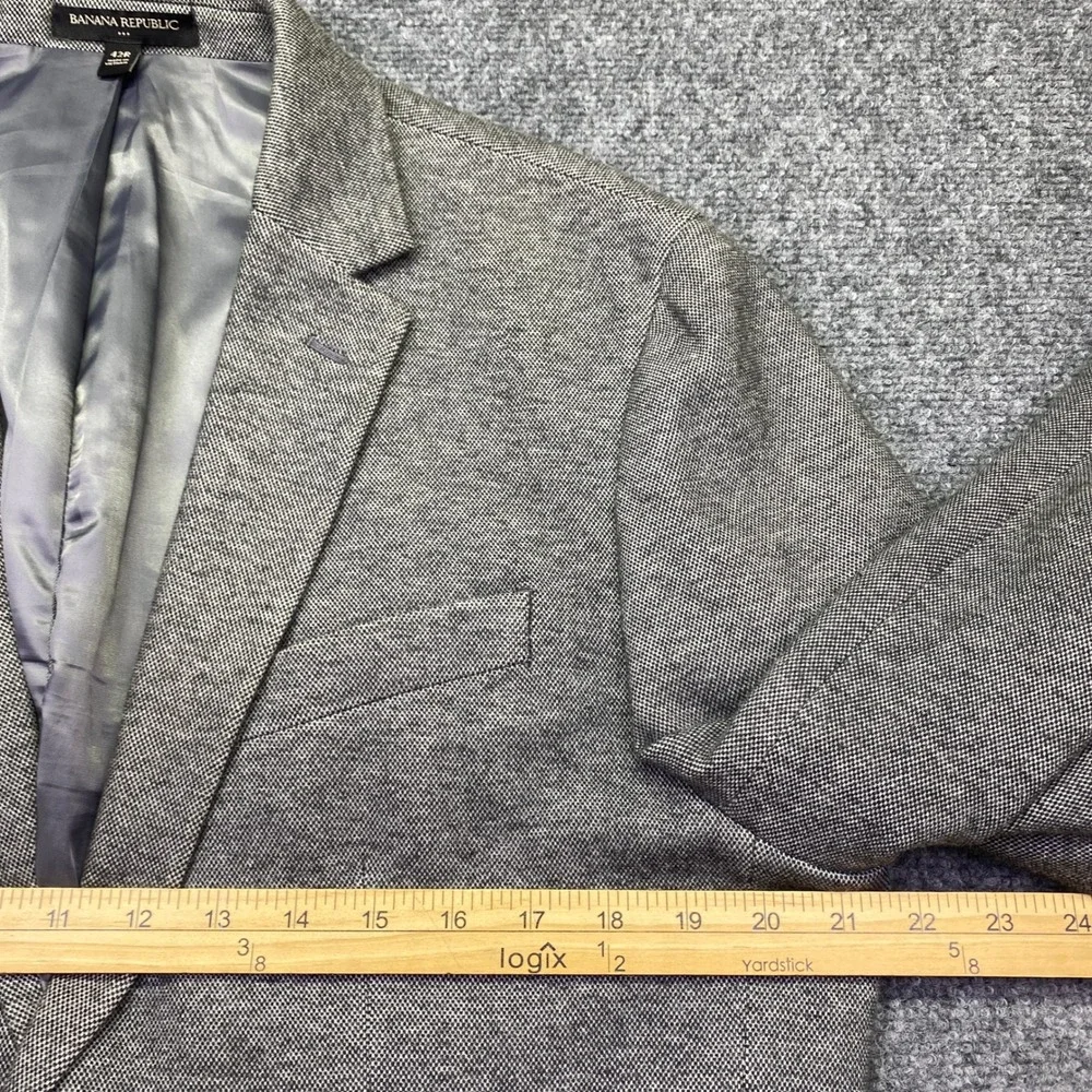 Banana Republic Mens 42R Slim Fit Grey Cotton Blazer Sport Coat 359401-00 Preppy